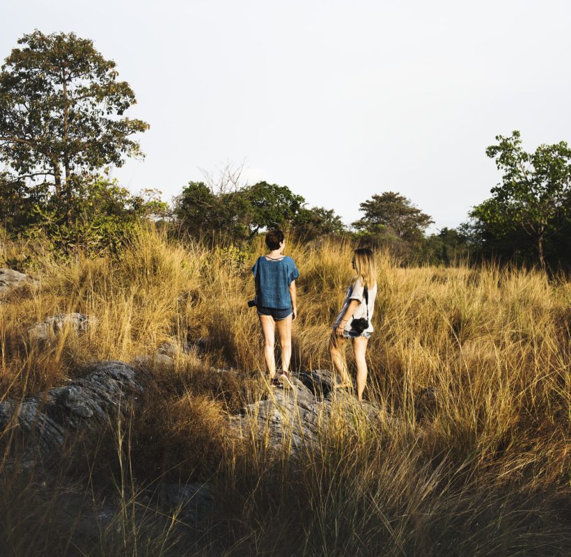 Young Women Travel Together Concept